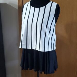 Patrizia Luca Milan NWT sleeveless layered look top striped